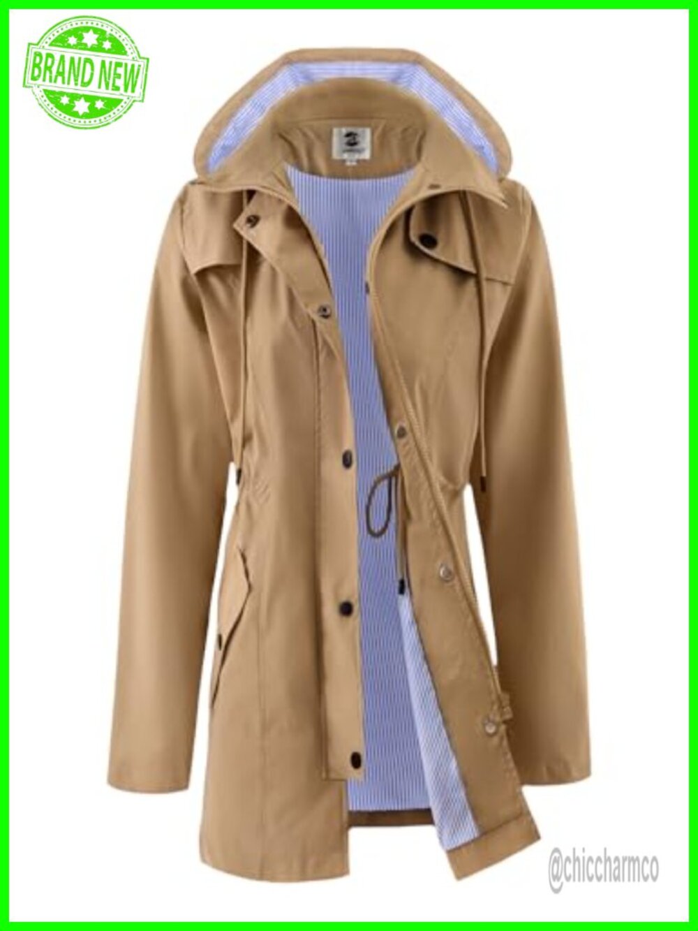SaphiRose Women's Rain Jacket Waterproof Rain Coat Hood Loose Fit
